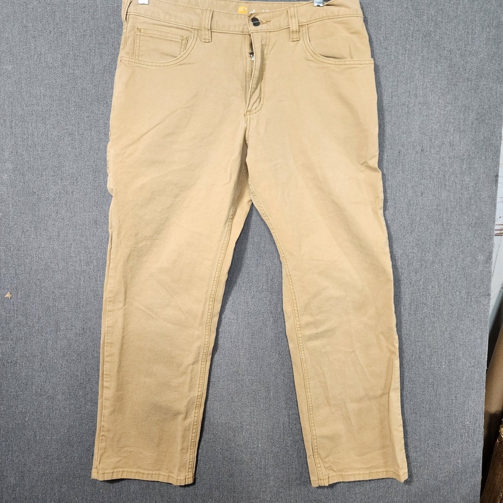 Carhartt Pants Mens 34x28 Brown Rugged Flex Relaxed Fit A7 Canvas